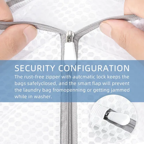 Vista 3 de Bolsas de lavandería 4 piezas de malla de 12 x 16 pulgadas, bolsas duraderas de malla con cremallera para ropa delicada y viajes