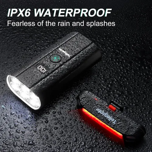 Vista 7 de 6 luces LED superbrillantes para bicicleta de noche, 6400 mAh USB recargable luces de bicicleta luces delanteras y traseras, luz trasera