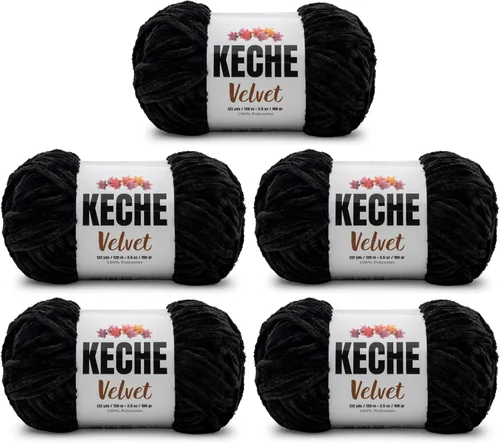 Vista 11 de Keche Hilo de terciopelo para ganchillo, manta de felpilla suave, voluminosa, hilo amigurumi, 3.53 oz (132 yardas), color azul bebé