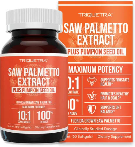 Extracto de Saw Palmetto – Potencia 10X, Fuerza de Grado Farmacéutico – Más Aceite de Semilla de Calabaza – Apoya la Salud de la Próstata, Alivia