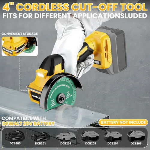 Vista 2 de Herramienta de corte inalámbrica compatible con batería DeWalt 20V Max, motor sin escobillas de 18,000 RPM, hojas de 4" (2 piezas) con cubierta