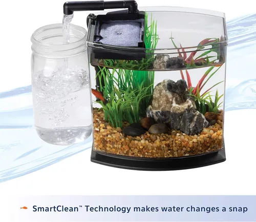 Vista 5 de Aqueon Kit de Acuario Pequeño LED MiniBow con Tecnología SmartClean, Azul, 1 Galón