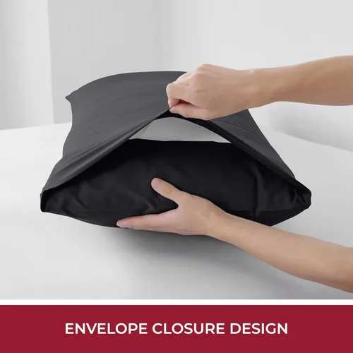 Vista 237 de Mellanni Fundas de almohada de lujo, extrasuaves, refrescantes, fundas de almohada de 2 piezas de la colección Icónica, cierre de sobre