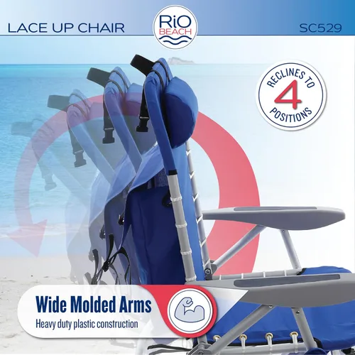 Vista 5 de Rio Brands ASC529 4-Position Backpack Lace-Up Suspension Folding Beach Chair