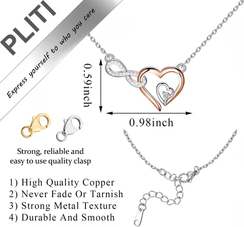 Vista 2 de PLITI Collar conmemorativo, regalo de condolencia, Goodbyes Are Not Forever Goodbyes Are Not The End Infinity Heart Collar para mujer