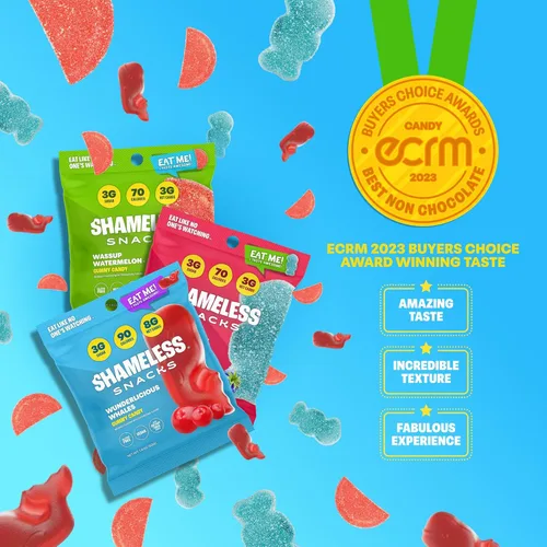 Vista 4 de Shameless Snacks - Gomitas keto bajas en carbohidratos sin gluten - Frambuesa azul, sandía, ballenas Wunderlicious