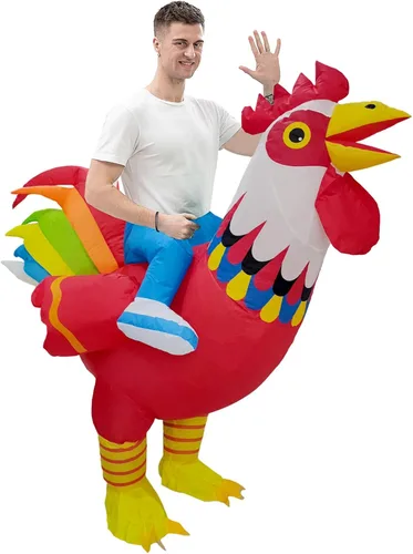 Vista 5 de Disfraz de pollo, divertido disfraz inflable de pollo, disfraces de Halloween para fiestas, eventos, regalos