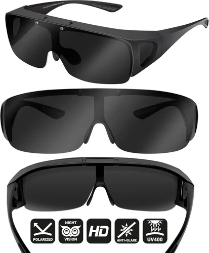 Vista 4 de BLUPOND KNIGHT VISOR Wrap Around Oversized Sunglasses - Fit Over Safety Glasses with Flip Up