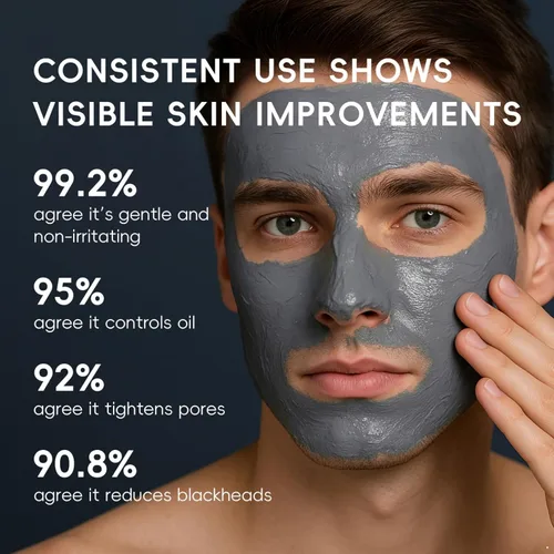 Vista 2 de iiniim Oil Control Facial Mud Mask for Men Deeply Cleanse Pores Daily Face Care Purifying Mask 4.23 oz Black One