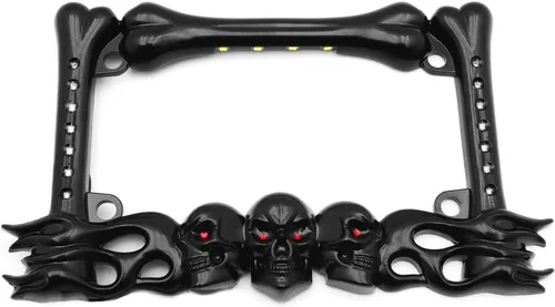 Vista 11 de MT294-006- 3D SKULL FLAME BONES NEGRO MOTOCICLETA PLACA MARCO Compatible con HARLEY-DAVIDSON Negro