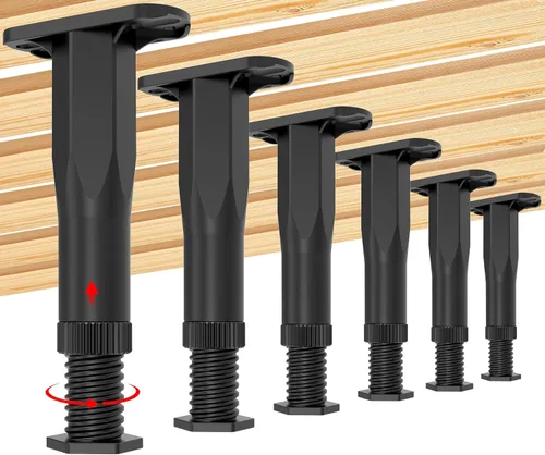 Vista 8 de Paquete de 2 patas de soporte de cama de altura ajustable, acero resistente, adecuadas para marcos de cama, listones centrales, armarios y muebles