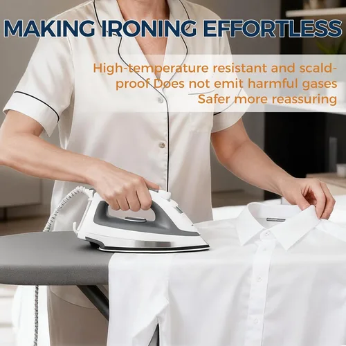 Vista 2 de BEWISHOME Tabla de planchar plegable, tabla de planchar compacta con 7 alturas ajustables y soporte de hierro de seguridad, patas de marco de metal