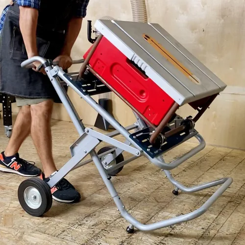 Vista 7 de POWERTEC Soporte para sierra de mesa con ruedas, soporte portátil con capacidad de carga de 330 libras, diseño plegable para un fácil almacenamiento