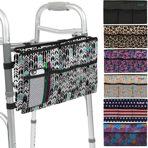 Vista 17 de Bolsa para andador Vive - Bolsa de cesta para silla de ruedas con accesorios (resistente al agua) - Accesorio de caddy para personas mayores