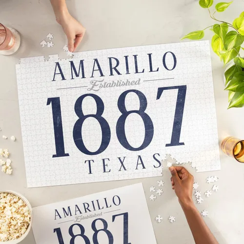Vista 2 de Amarillo, Texas, Established Date (Blue) (1000 Piece Puzzle, Challenging Jigsaw Puzzle for Adults, Made in USA)