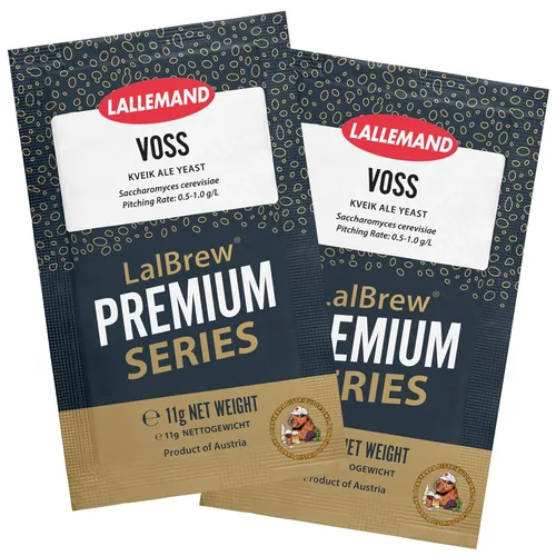 LalBrew VOSS Kveik Brewing Levadura (paquete de 2) - Levadura Kveik Ale - Hacer cerveza en casa - 0.39 oz Sachets - Saccharomyces cerevisiae -
