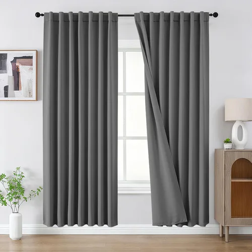 Vista 53 de CUCRAF - Juego de 2 paneles de cortinas opacas de 54 pulgadas, cortina con bolsillo para varilla y pestaña trasera, cortinas oscuras con aislamiento