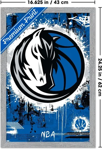 Vista 43 de Trends International NBA Dallas Mavericks - Póster de pared con logotipo Maximalist 23 Versión enmarcada Barnwood