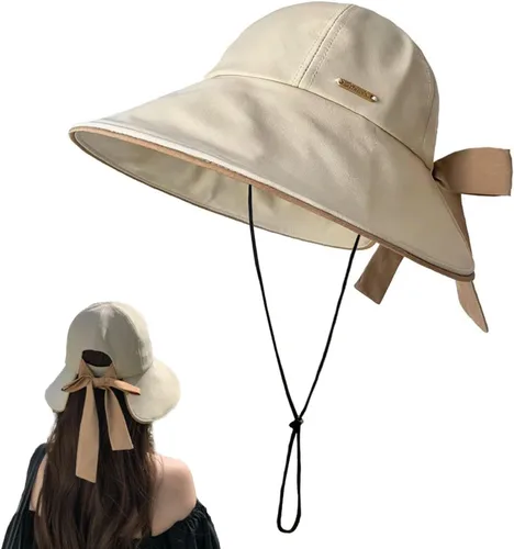 Sombreros de ala ancha para mujer, sombreros plegables, sombreros de sol para mujer, protección UV, sombrero de cubo con lazo, sombrero ajustable