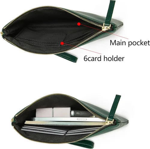 Vista 4 de DORIS&JACKY Bolso pequeño lindo de la cartera del embrague de cuero de la piel de cabra con la correa