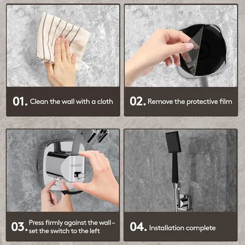 Vista 8 de Soporte de cabezal de ducha giratorio de 360° con ventosa Capacidad de carga de 22.0 lbs, instalación sin herramientas en cuestión de segundos