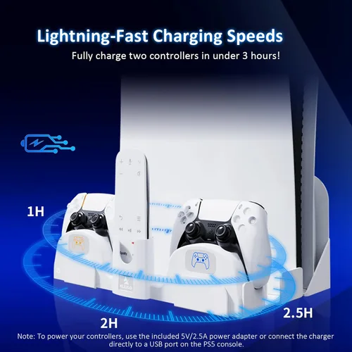 Vista 2 de NexiGo PS5 Accessories Wall Mount with DualSense Charging Station, Stable Metal Wall Hanging Stand with LED Charging Indicator for PlayStation 5