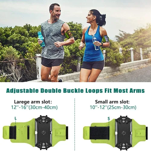 Vista 4 de VUP Brazalete para correr giratorio 360° para iPhone 13/Pro Max/Pro/Mini/12/11/SE/Xs/XR/X/8/7/Plus, se ajusta a todos los teléfonos inteligentes