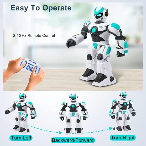 Vista 2 de Robot de juguete RC para niños, robot de control remoto, sensor de gestos inteligente, recargable y programable, robot para caminar, bailar, cantar