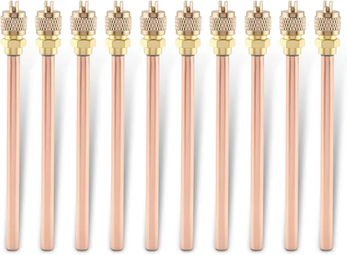 AUTOKAY 10 tubos de tapa de extracción de núcleo de válvula HVAC AC Schrader de 1/4 pulgadas SAE x 1/4 pulgadas de diámetro exterior x vástago de