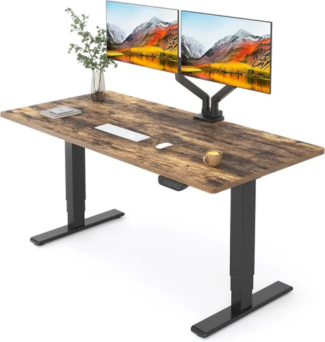 Vista 27 de FLEXISPOT E6 MAX - Escritorio de pie de madera maciza de acacia de 48 x 24 pulgadas, doble motor, capacidad de peso de 330 libras, escritorio