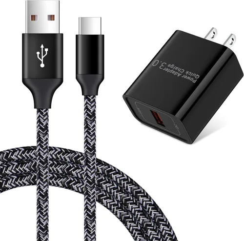 Cargador de pared USB de carga rápida 3.0 con cable tipo C de 6 pies para Samsung Galaxy S26 S25 S24 S23 S22 S21 S20 FE A57 A37 A17 A56 A36 A26 A16