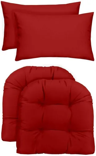 Vista 15 de RSH DECOR: 2 unidades de cada uno en forma de U copetudas, 19 x 19 pulgadas y 20 x 12 pulgadas, tela hilada resistente al agua, cojines de mimbre