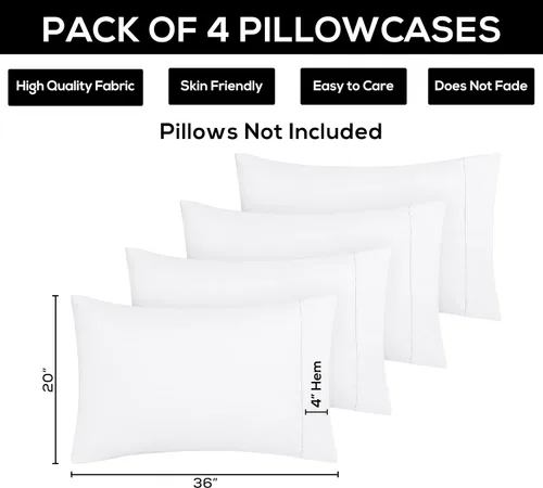 Vista 43 de Utopia Bedding -12 fundas de almohada blancas de microfibra cepillada, máxima suavidad y fácil cuidado, elegante confección con doble costura, Blanco