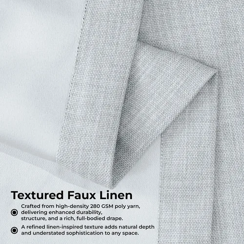 Vista 2 de HPD Half Price Drapes - Cortinas de lino sintético para sala de estar (1 panel) - 100 pulgadas de ancho x 84 pulgadas de largo - Cortinas Gris