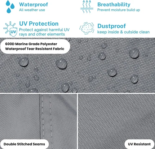 Vista 10 de EliteShield Cubierta impermeable para lancha pontón, poliéster 600D resistente grado marino, cubierta de pontón remolcable cubierta de lancha, se