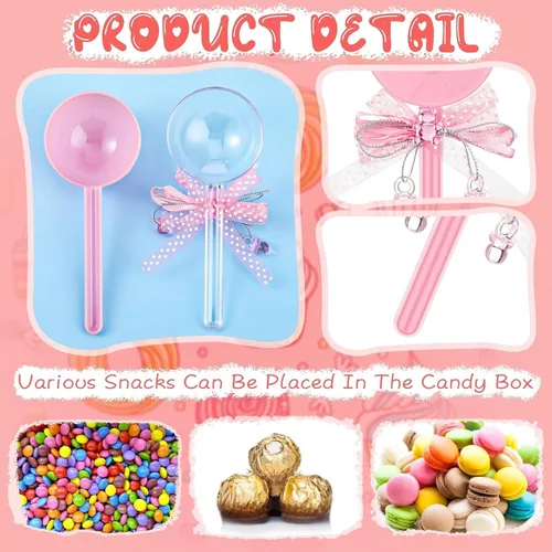 Vista 3 de 30 botellas de ducha con lazo de cristal de oso de cristal para chupón, botella de caramelo de plástico rellenable rosa y 56 calcomanías