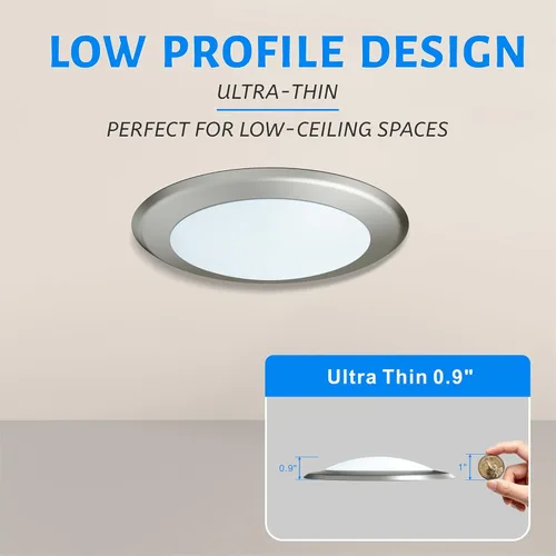 Vista 5 de ECOELER Luz LED de disco, 6 pulgadas de níquel cepillado de aluminio regulable, 3000 K/4000 K/5000 K seleccionable, lámpara de techo empotrada, 16.5