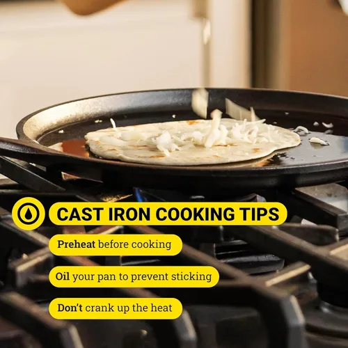 Vista 5 de Lodge BOLD Plancha de Hierro Fundido Sazonado de 12 Pulgadas, Utensilios de Cocina de Diseño Vanguardista