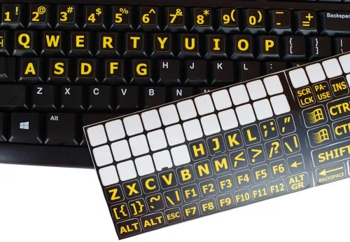 Vista 4 de Five 5 English US Large Print Lettering Negro, Amarillo, Blanco, Gris BACKGROUNS Pegatinas de teclado 5