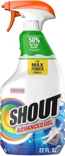 Shout Gel removedor de manchas avanzado para ropa sucia, descompone las manchas difíciles, secas y difíciles, espray de 22 onzas (el embalaje puede