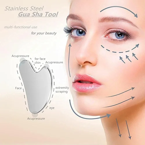 Vista 2 de Herramienta facial Gua Sha de acero inoxidable