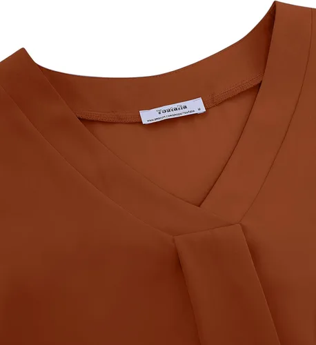 Vista 5 de Youtalia Blusa casual para mujer, con cuello en V y mangas de 34 con puños, camiseta estampada y de gasa