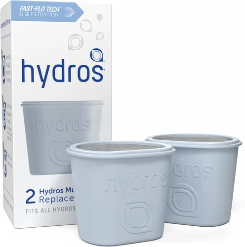 Hydros Paquete de 2 recambios de filtro, tecnología patentada Fast Flo, filtros de agua de repuesto para jarras Hydros y botellas, filtros de 40