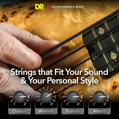Vista 6 de Dr Strings - Black Beauties - Cuerdas para bajo – Extra-durables, con revestimiento negro.