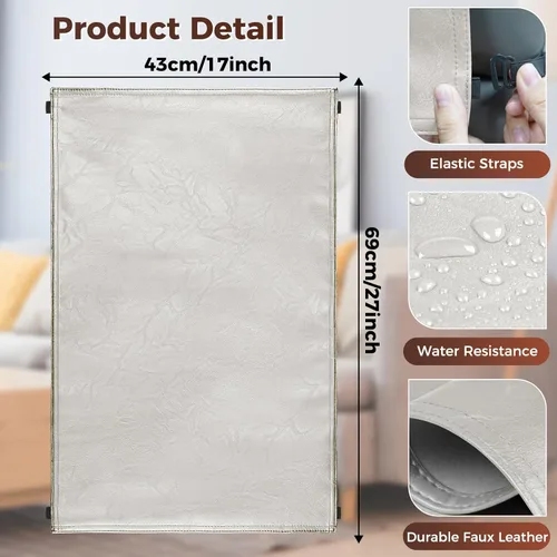 Vista 2 de Funda para reposacabezas para silla reclinable, protector para reposacabezas de piel sintética con correas elásticas, fundas para reposacabezas