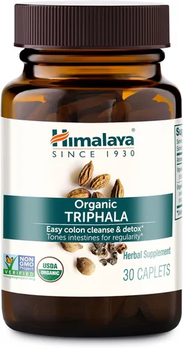 Himalaya Organic Triphala - Suplemento de salud digestiva para limpieza de colon y alivio ocasional de hinchazón y estreñimiento - USDA Orgánico,