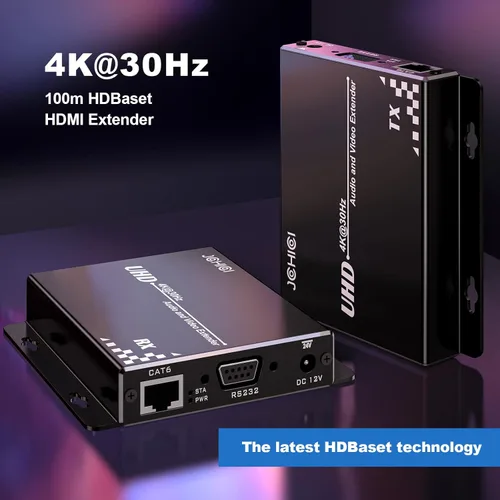 Vista 5 de Extensor HDMI HDBasT a través de Ethernet Cat5e/6 hasta 328.1 ft (328 pies), JCHICI UHD 4K 60Hz (4:2:0 8 bits) con IR bidireccional, PoC y RS 232
