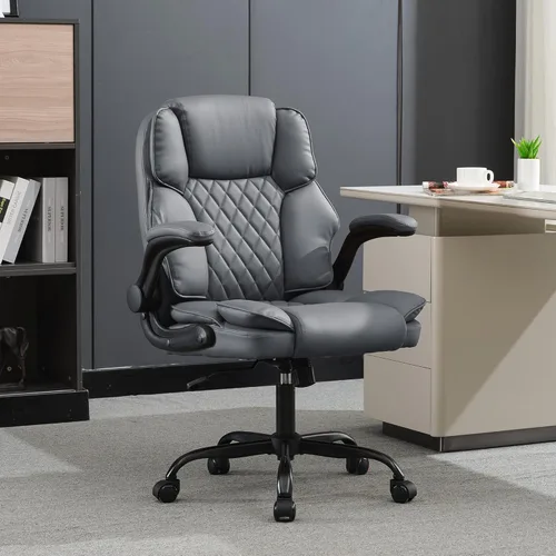 Vista 7 de Silla de escritorio de oficina, sillas de sala de conferencias, silla ejecutiva de cuero con respaldo medio, silla ergonómica para computadora