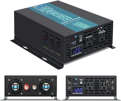 WZRELB Inversor de corriente de onda sinusoidal pura de 1000W 48V 120V con 2 salidas de CA, inversor de coche