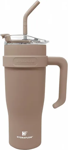 Vista 23 de HYDRAFLOW Capri - Vaso de 30 onzas con pajita - Vaso aislado al vacío de triple pared - Taza aislada para batidos - Vaso de acero inoxidable - Vaso
